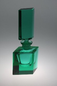 Flakon 1211 klein seegrün, Kristallglas handgeschliffen, Kristallglas GmbH Oberursel, Design: Franz Burkert