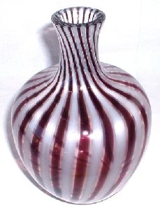 Gangkofner Vase a canne rot-weiß farblos überfangen für Hessenglas GmbH Oberursel