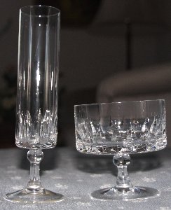 Sektglas und -schale handgeschliffen