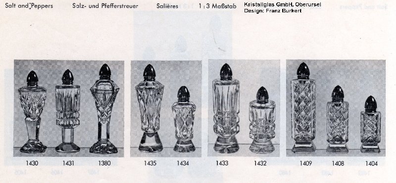 Streuersets (Salt and Peppers) der Kristallglas GmbH, Oberursel, Design: Franz Burkert