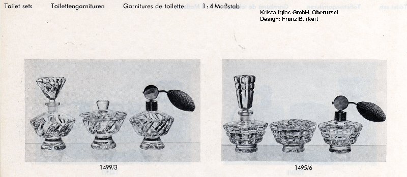 Toilettengarnituren der Kristallglas GmbH, Oberursel, Design: Franz Burkert