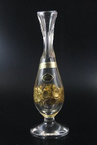 Vase Bleikristall geschliffen und graviert mit 24 Karat Goldauflage, Mitlehner-Kristall Kronberg