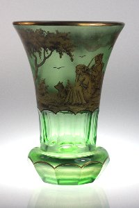Vase Neubert-Kristall für Hessenglas, Goldmalerei: W. Berndt, Rohglas: Hessenglas