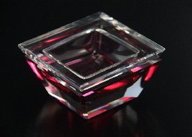 Puderdose Nr. 495, Kristallglas handgeschliffen rot farblos überfangen, Design Franz Burkert, Kristallglas Gmbh Oberursel