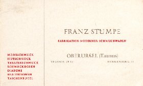 frühe Visitenkarte von Franz Stumpe