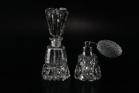 Parfümset Nr. 811/1441 Kristallglas farblos, handgeschliffen, der Kristallglas GmbH Oberursel, Design: Franz Burkert